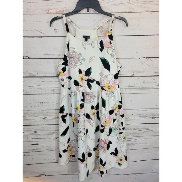 Torrid White Floral Textured Lined Knit High Neck Skater Dress Women's Size 1X - Picture 3 of 12